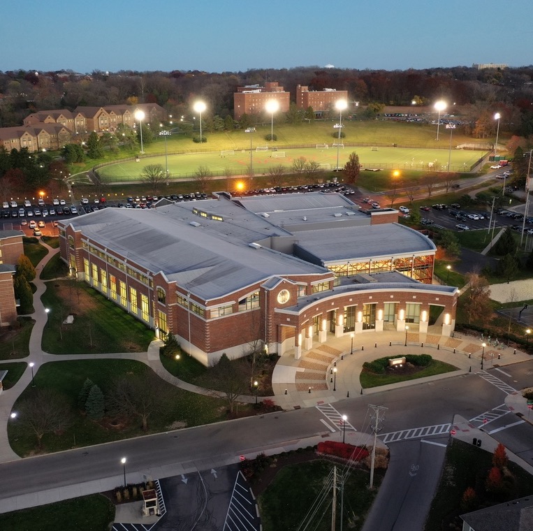 ${ Overhead view of the RecPlex and Stuart Field at night. }