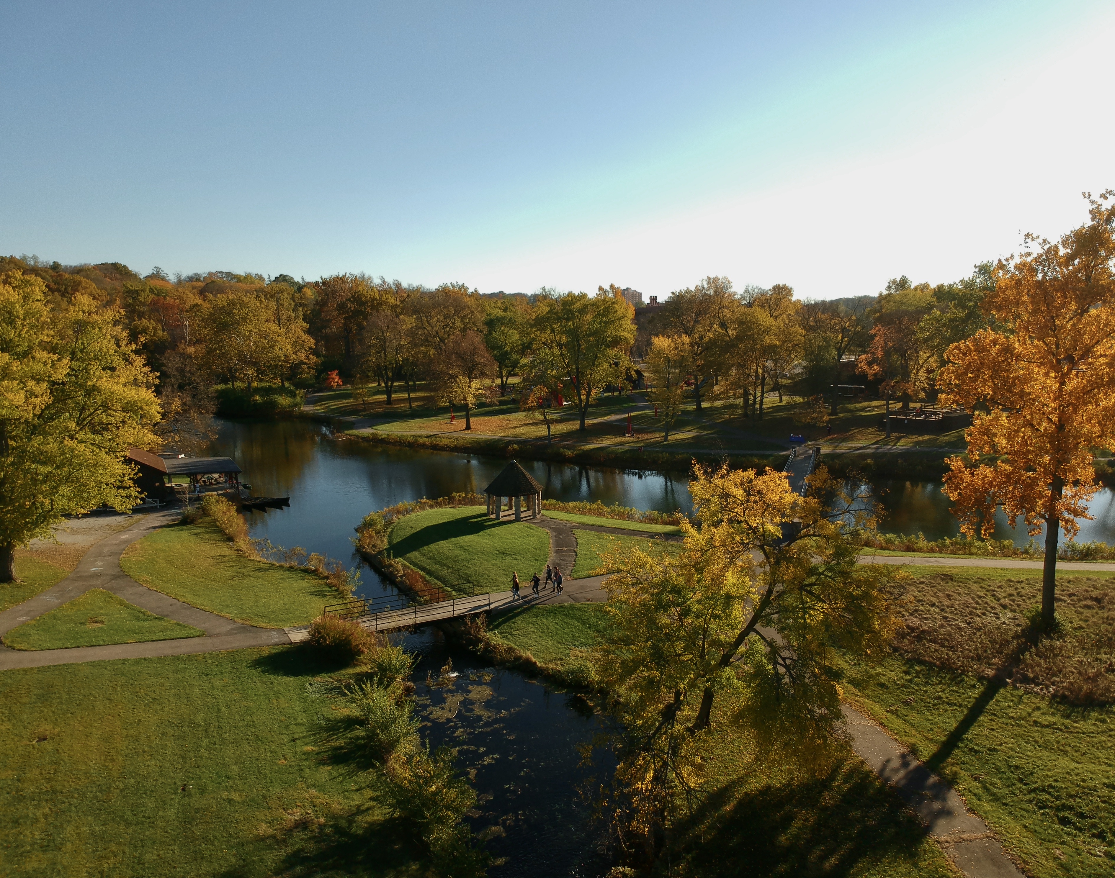 Overhead view of Old River Park in the fall