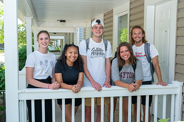 Students on a porch