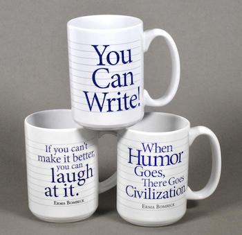 coffee mug stating "you can write"