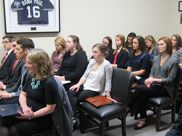 Students listen to legislative office careers panel at the Longworth House Office Building. 
