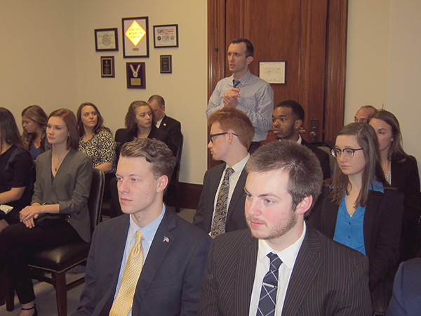 Students listen to legislative office careers panel at the Longworth House Office Building. 