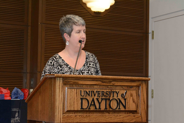 Department of philosophy chair Rebecca Whisnant introduced Daniel Fouke.