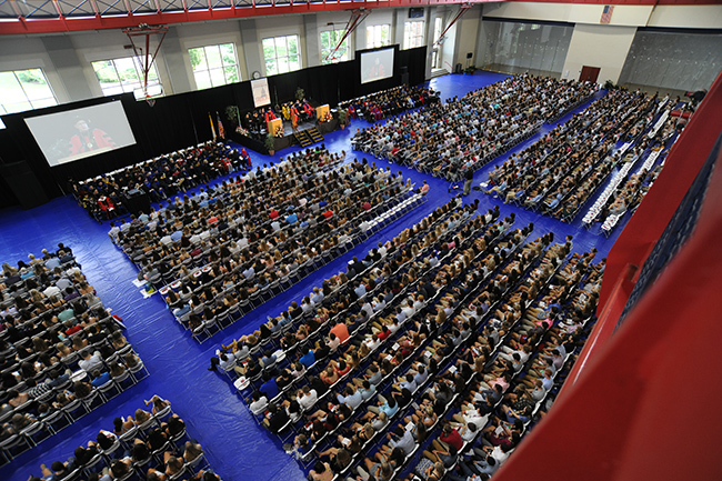 Students, faculty and staff fill the room during the 2017 convocation.