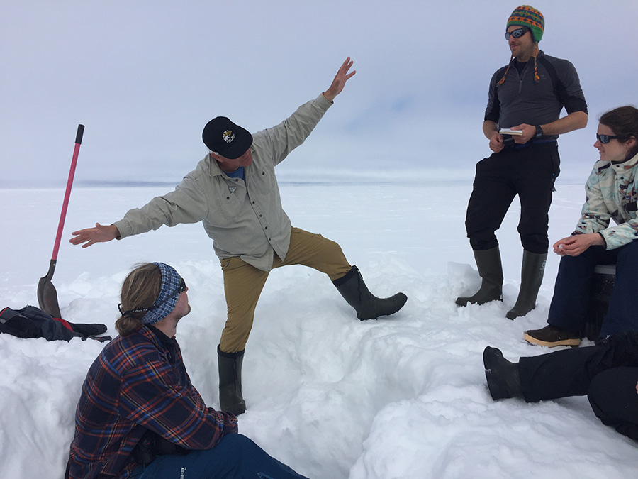 Researchers dabbing in snow hole