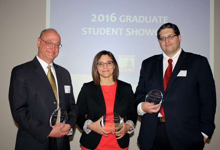 The 2016 Graduate Student Showcase Awardees: Joseph Zeis '16, Michelle T. Sundgaard '16 and Timothy Campbell '16