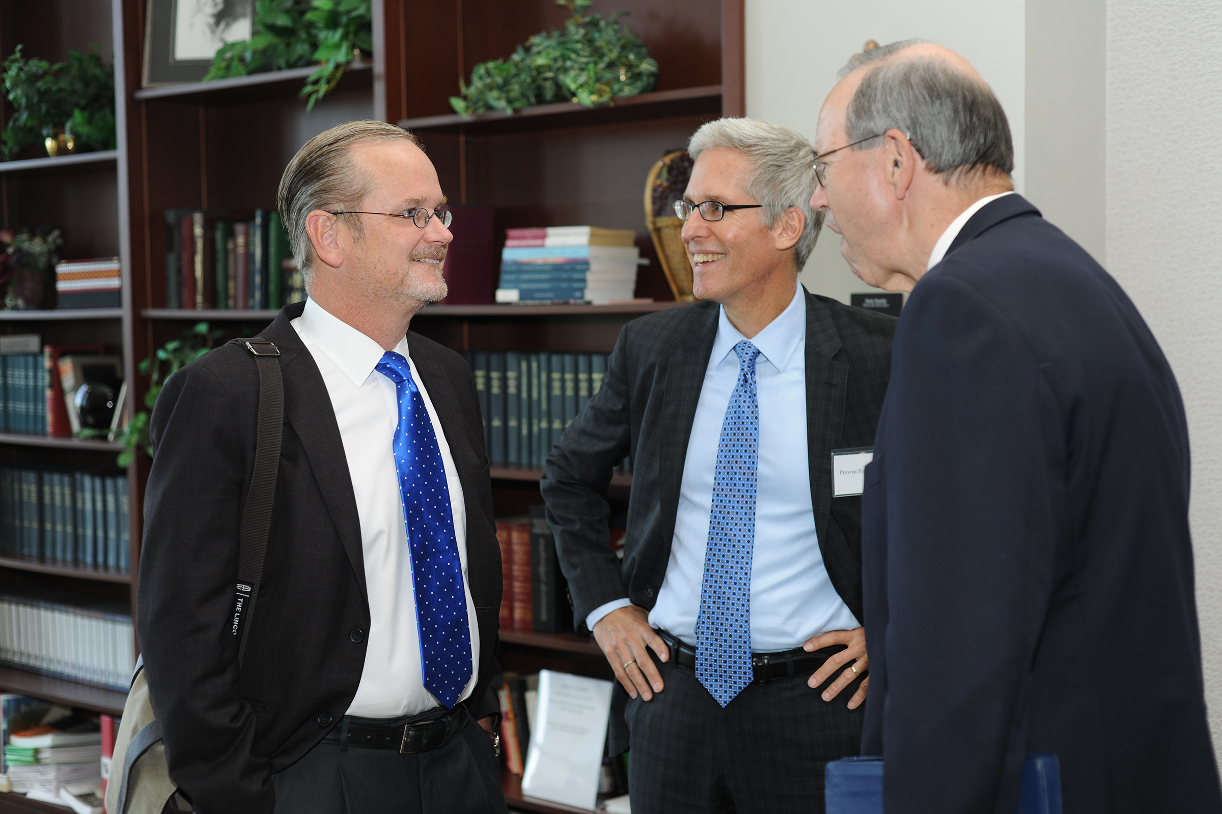 Prof. Lawrence Lessig, Provost Paul Benson and LHP Roundtable Chair former Ohio Governor Robert Taft. 