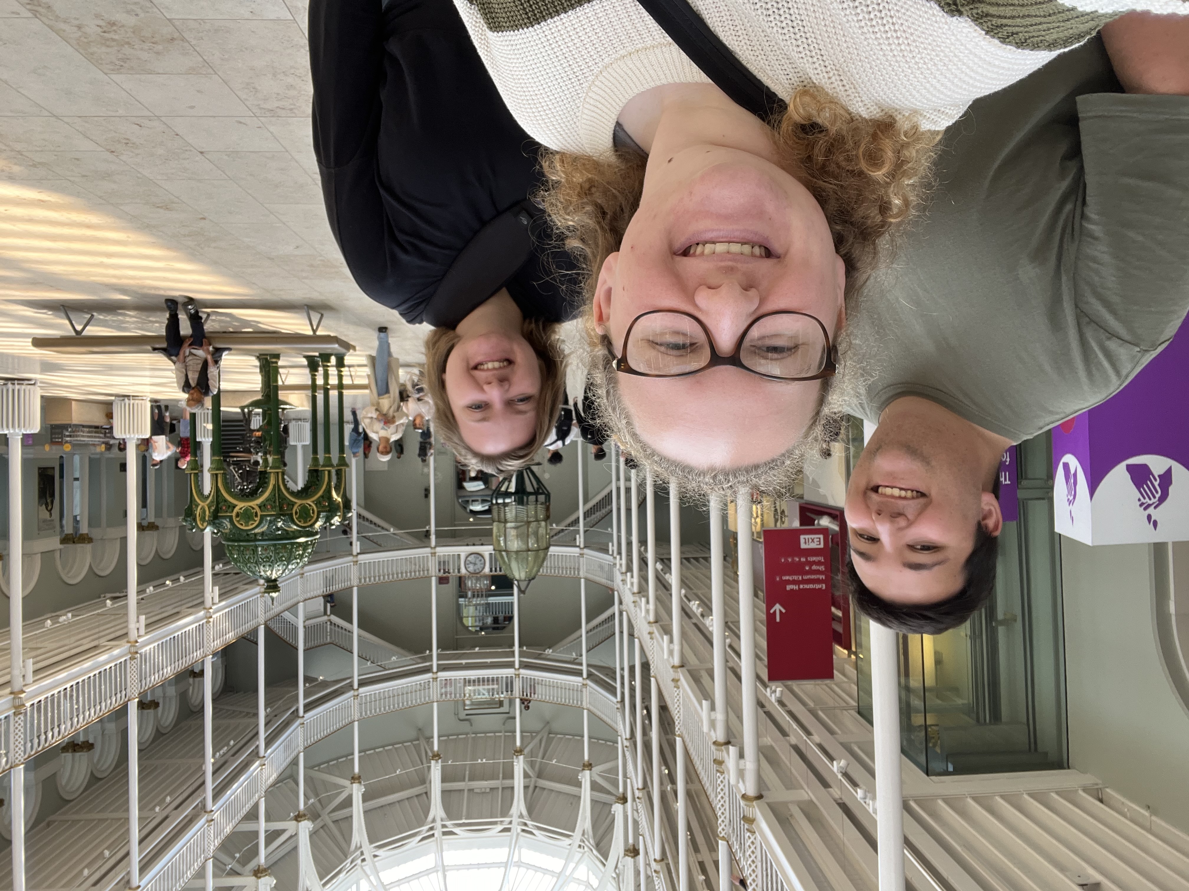 Selfie of three students standing in a mall in Edinburgh Scotland. 