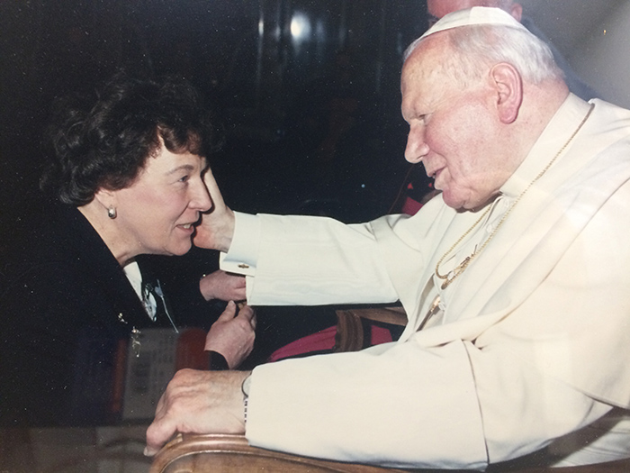 Sr. Angela Ann Zukowski with Pope John Paul II.