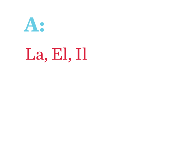 Image of words: La, El, Il