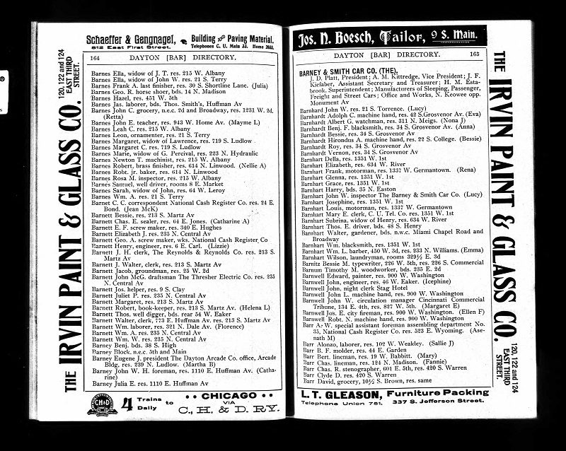Page from 1903 Dayton city directory
