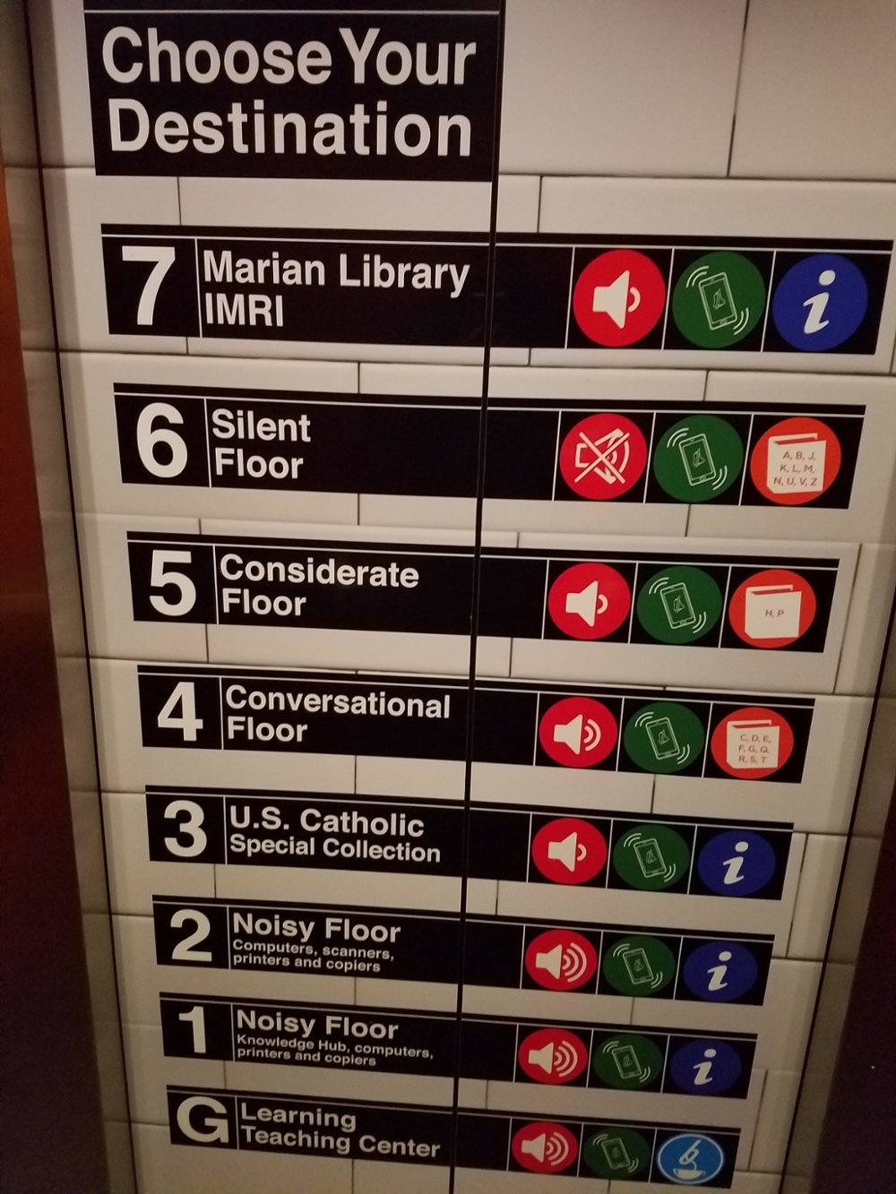 New York City-inspired elevator signage by Nichole Rustad. 
