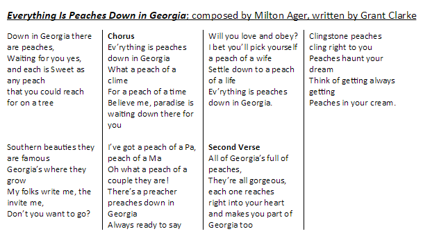 Everything is Peaches Down in Georgia lyrics. 