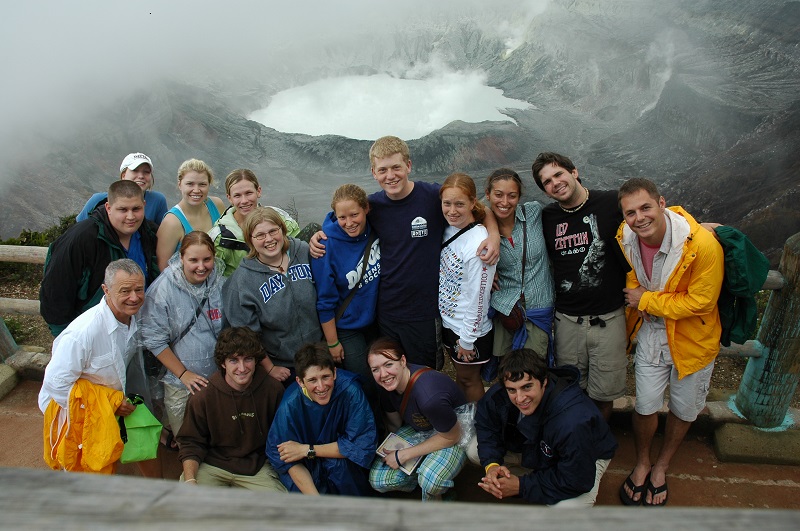 Group of students in front of the Poás Volcano