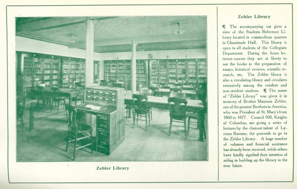 Zehler Library, Chaminade Hall, 1909