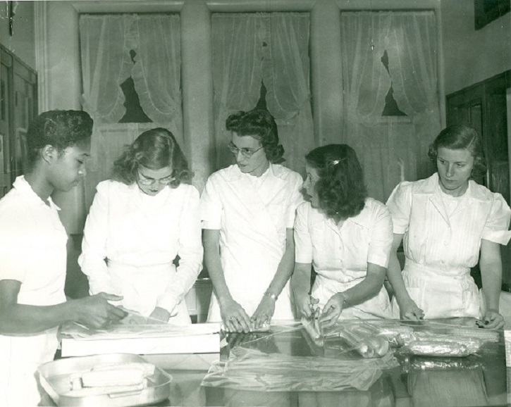 UD home economics students in the 1940s; photo from University of Dayton Archives and Special Collections.