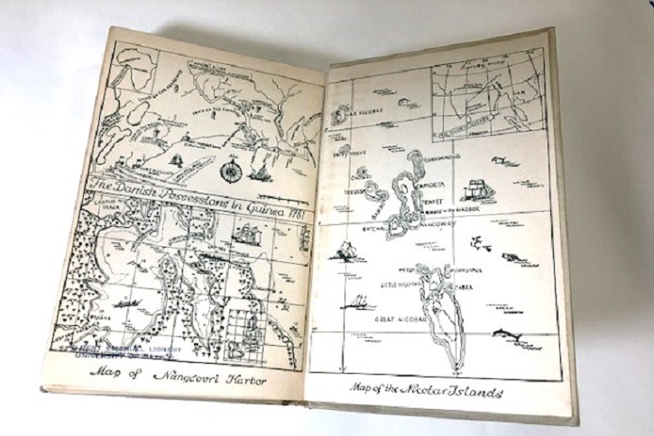 Photo of a book's end pages with maps