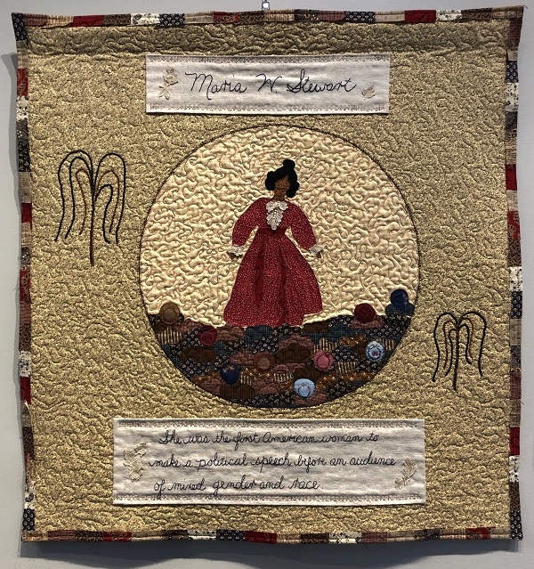 Quilt depicting Maria Miller W. Stewart, suffragist