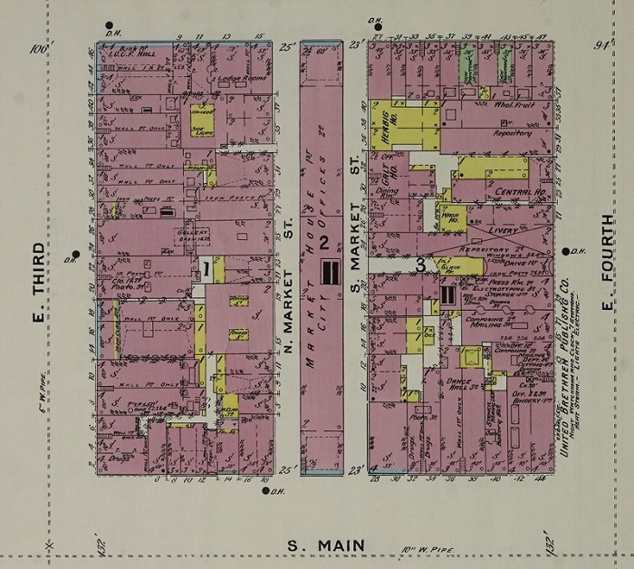 Sanborn map of Market Street in Dayton