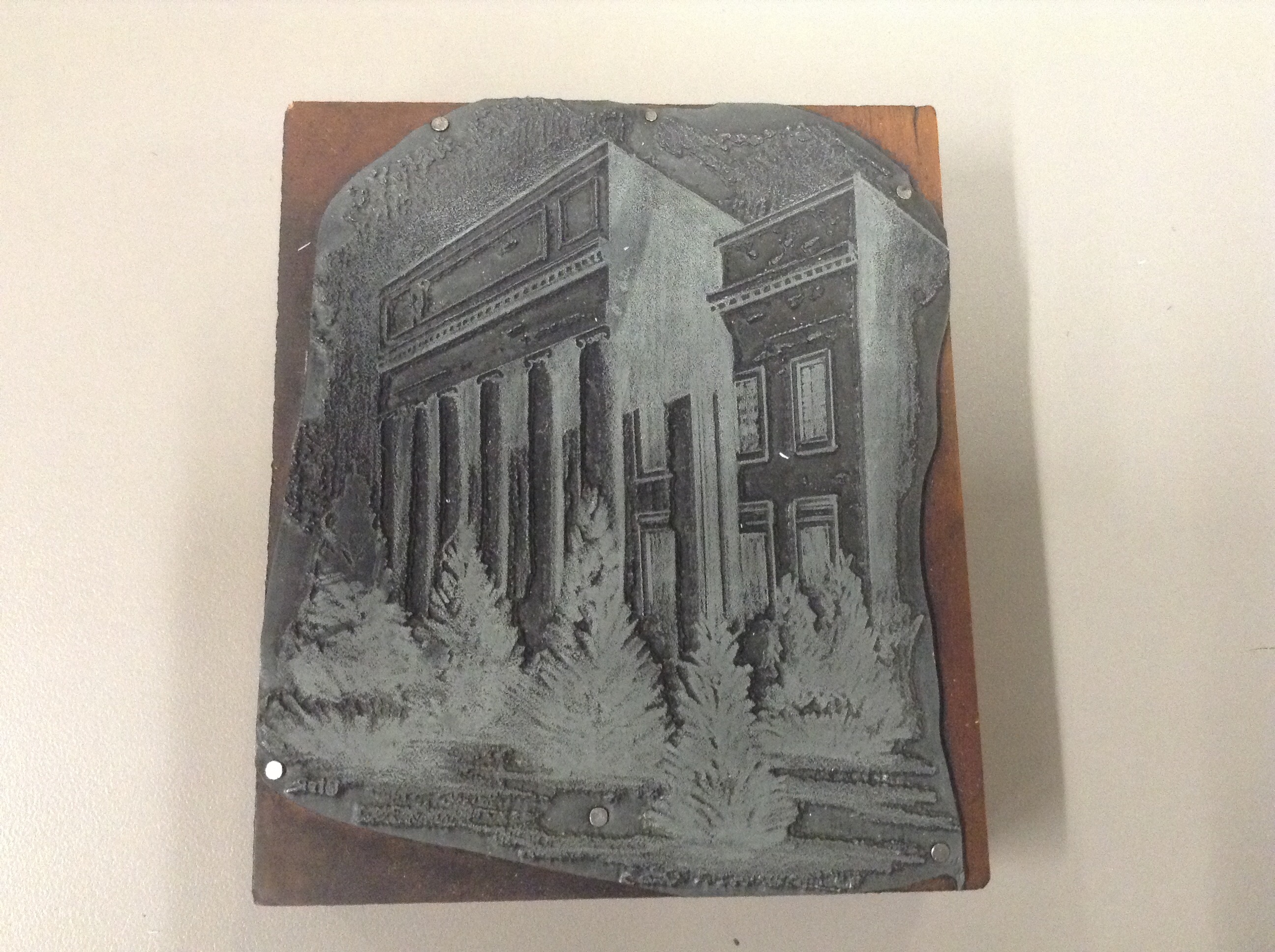 Printer's Block with image of Albert Emanuel Hall