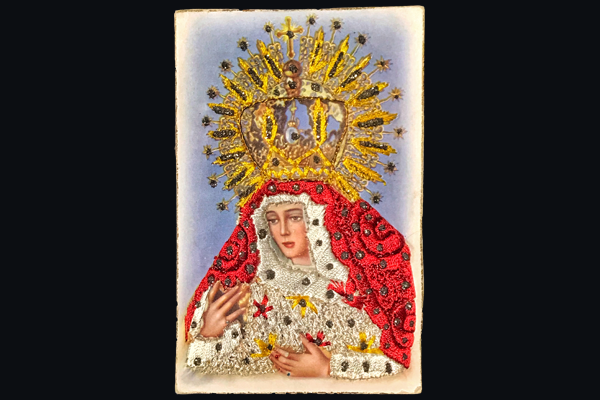 embroidered holy card