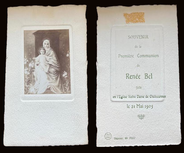 First Holy Communion card, front and back