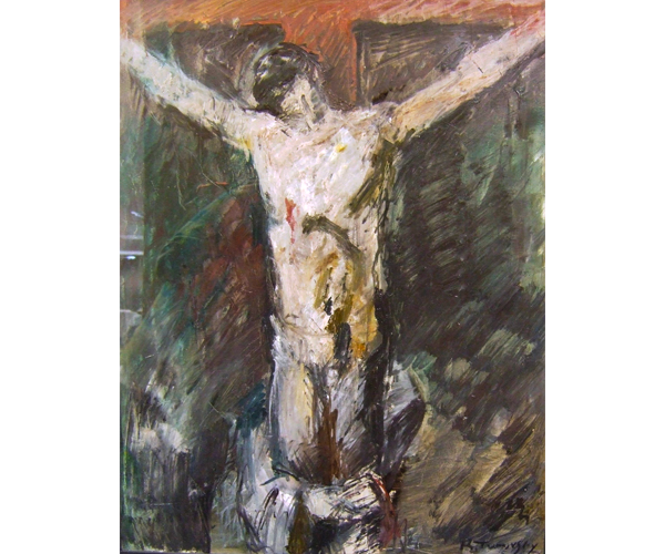 crucifixion the cross abstract; oil on canvas