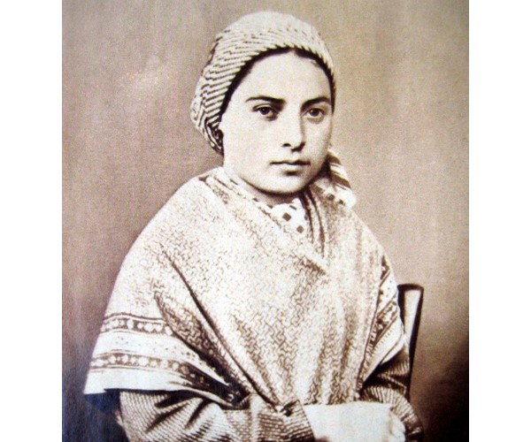 Black and white photograph of Bernadette Soubirous at age 14