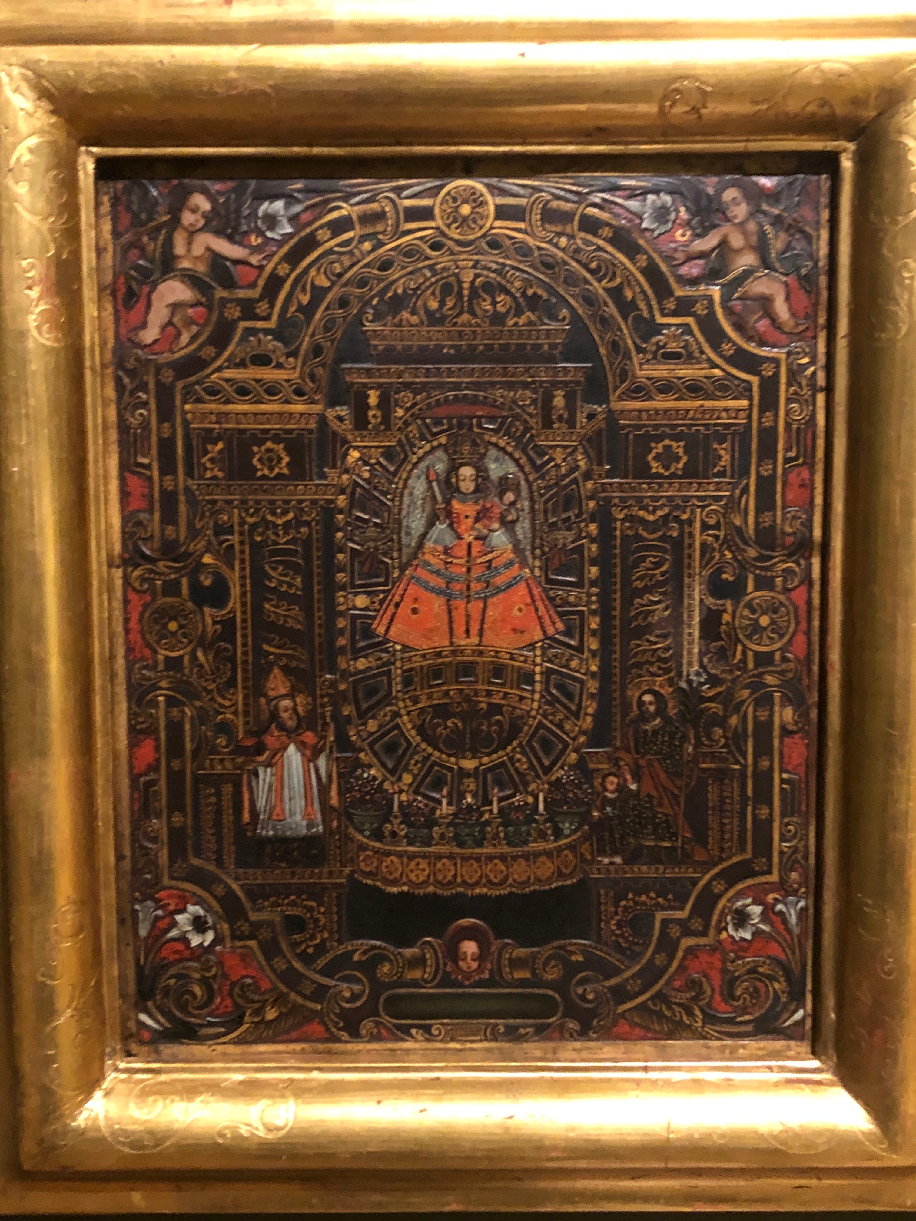 oil and gold on a copper plate image of Nuestra Señora de Copacabana