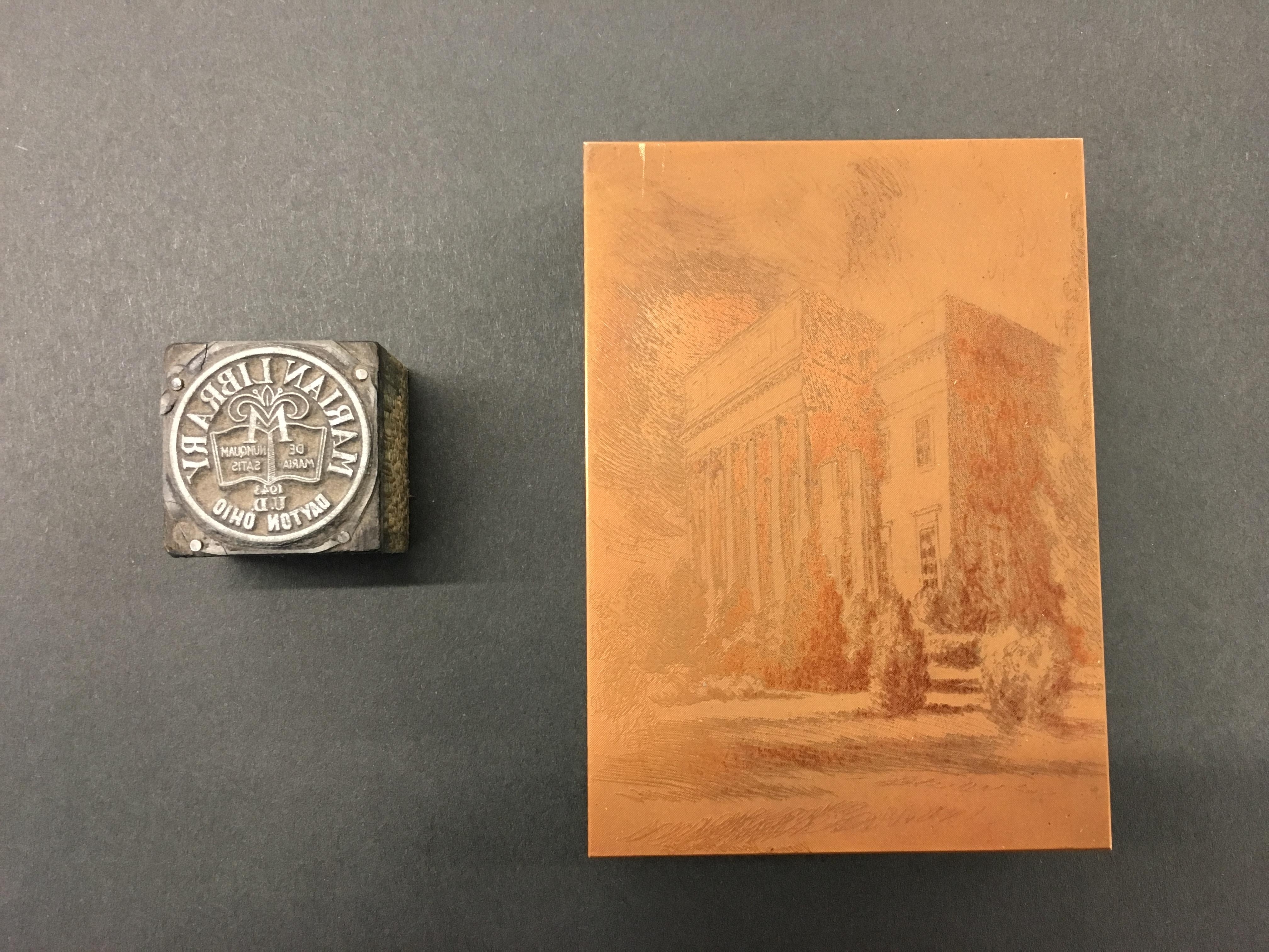 Marian Library seal and Albert Emanuel Hall stamps