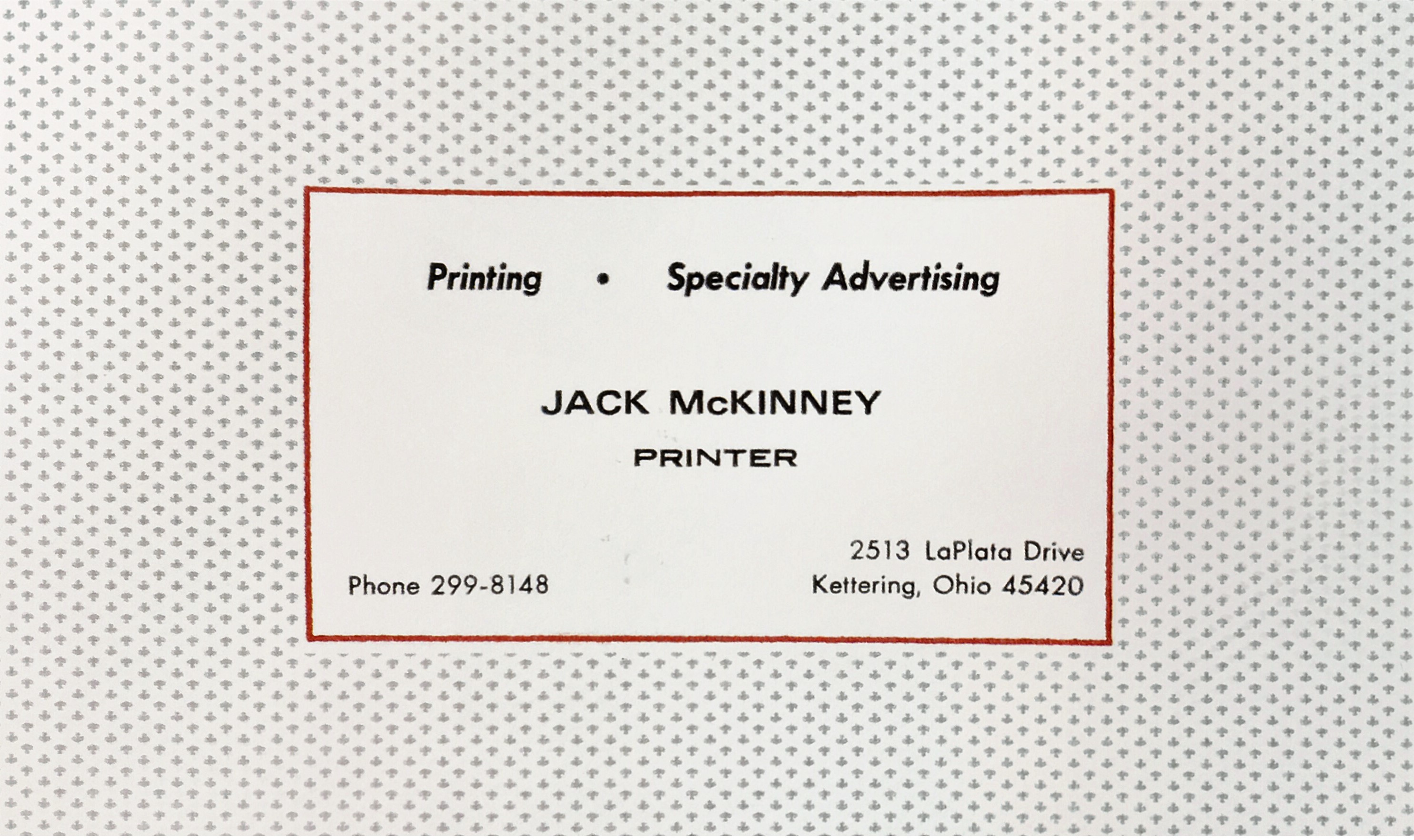 John (Jack) McKinney, Jr.’s card