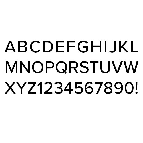 Visual of the alphabet typeset in Proxima Nova