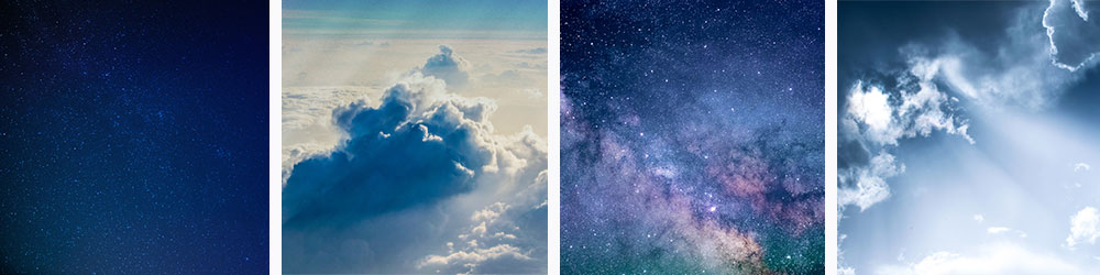 4 examples of sky and galaxy photos