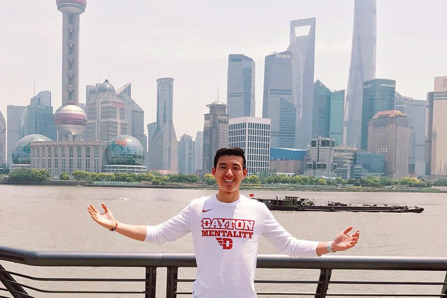 Student studying abroad in China