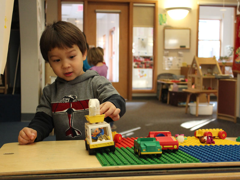 Child learning through play in the classroom