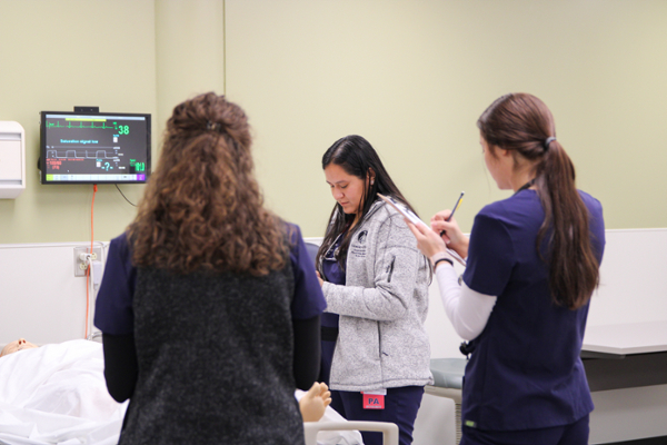 Students examine an x-ray image