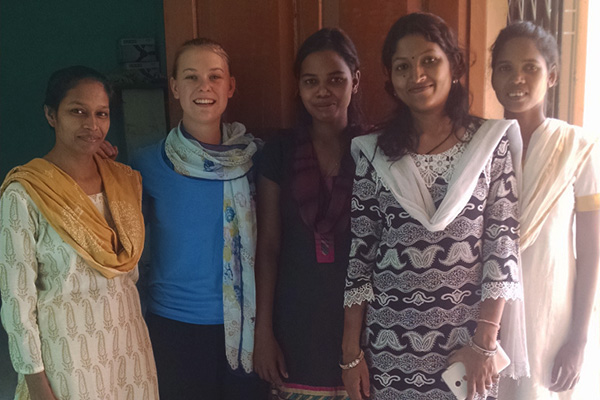 Naland University students in Patna, India to take exams and Katie Willard (CME)