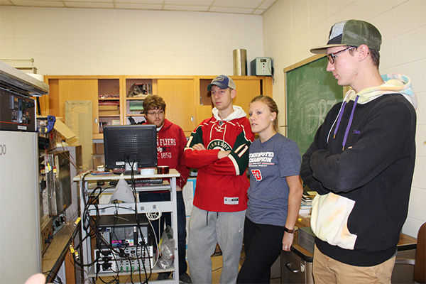 Henny Penny microprocessor issue: Mechanical engineering students, Lance Gaspar, Nathaniel Stapulionis, Brandi Gerschutz and Austin Ray