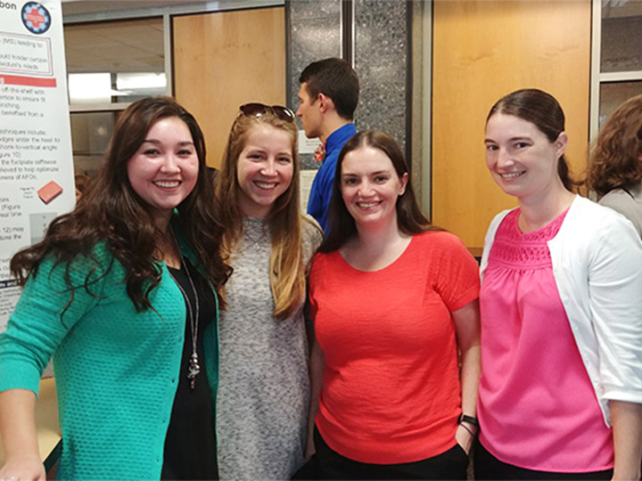 Sarah Hollis, S.U.R.E. engineering student; Paige Ingram, Berry Summer Thesis Institute; Dr. Allison Kinney, mechanical engineering S.U.R.E. faculty mentor; Dr. Kim Bigelow, mechanical engineering S.U.R.E. faculty mentor