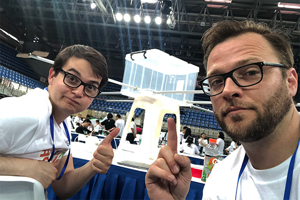 With Code E Drone design created from Home Depot parts in China, Gonzalo Perez and Bernard Dalichau win 2nd place at China-U.S. Young Maker Competition.