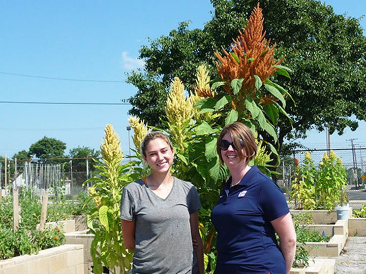 (l-r) The FoodBank's master gardener, Alex Klug and UD professor, Dr. Kellie Schneider