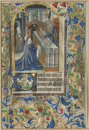 leaf from Book of Hours featuring presentation art