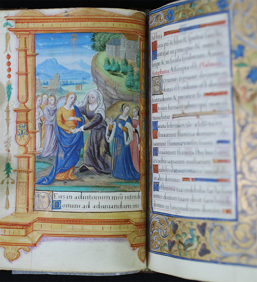 Books of Hours for use of Rouen open to show the Visitation