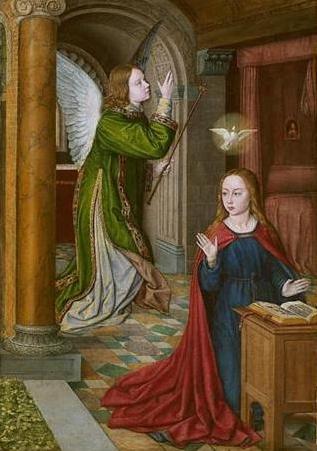 HEY, JEAN,   Detail of THE ANNUNCIATION, 1490-1495, Oil on Panel