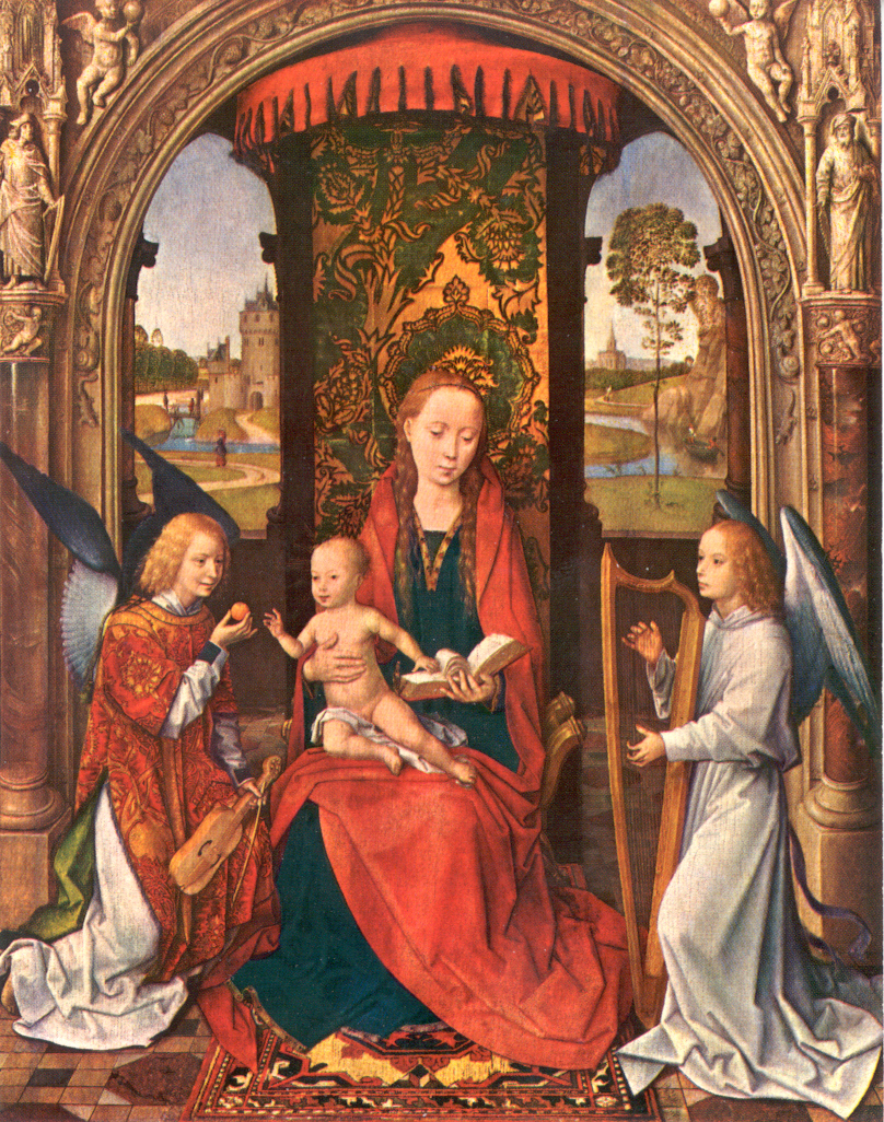 MEMLING, HANS, ca. 1430-1494,  MADONNA AND CHILD TWO ANGELS,  Washington, D.C.: National Gallery of Art