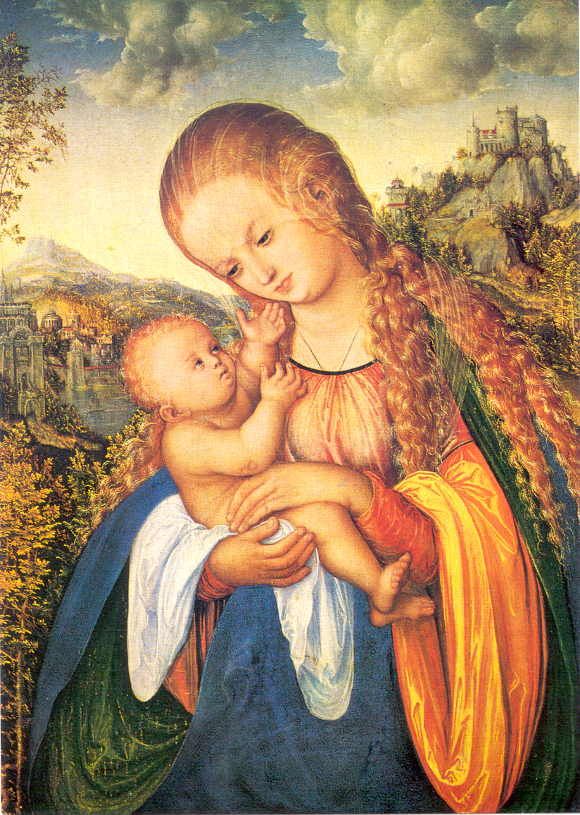 CRANACH, LUCAS, the Elder, 1472-1553,  MADONNA AND CHILD., ca. 1518, Karlsruhe, Germany: Staatliche Kunsthalle