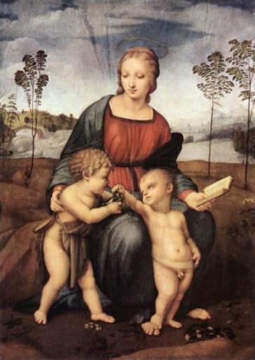 RAPHAEL, 1483-1520,  MADONNA DEL CARDELLINO, MADONNA AND CHILD WITH ST. JOHN THE BAPTIST, 1506