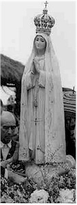 Statue of Our Lady of Fatima photographed in black and white