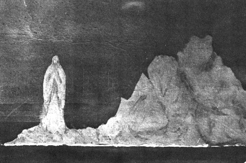 Our Lady of the Iceburg. Iceburg is shaped to look like a standing Mary with her hands together in prayer.