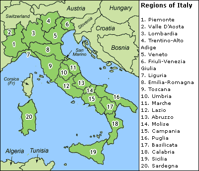 Regions of Italy & nbsp (image source: big-italy-map.co.uk)
